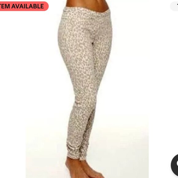 Hue Tan White Animal Leopard Print Mid-Rise Back Pockets Stretch Jegging Large - Picture 2 of 11